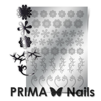 Металлизированные наклейки Prima Nails. Арт. FL-01, Серебро