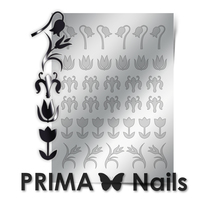Металлизированные наклейки Prima Nails. Арт. FL-02, Серебро