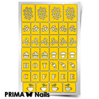 Трафарет для дизайна ногтей PrimaNails. Кофейня