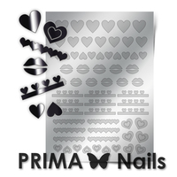 Металлизированные наклейки Prima Nails. Арт. LV-01, Серебро