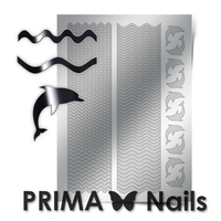 Металлизированные наклейки Prima Nails. Арт.SEA-002, Серебро