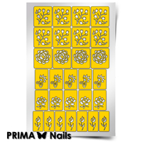 Трафарет для дизайна ногтей PrimaNails. Цветочный микс 1